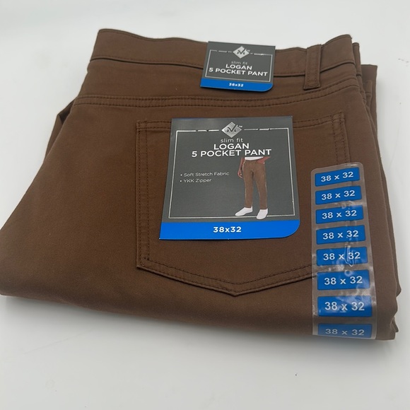 COPY - Member's Mark Men's Slim Fit Logan Stretch  5 Pocket Pant 38x32 NWT brown - Picture 2 of 3